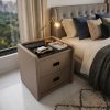 KL-2485 (2) The Attic Milan Bedside Table, bedroomtable, night stand table, upholstered premium table
