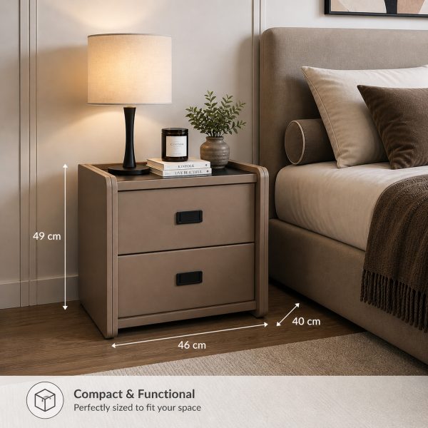 KL-2485 (3) The Attic Milan Bedside Table, bedroomtable, night stand table, upholstered premium table