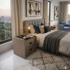 KL-2485 (5) The Attic Milan Bedside Table, bedroomtable, night stand table, upholstered premium table