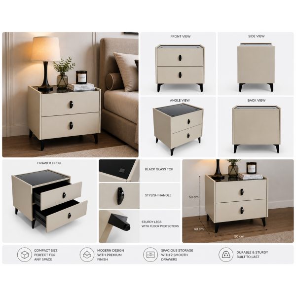 KL-2487 (4) The Attic Siena Bedside Table, bedroomtable, night stand table, upholstered premium table