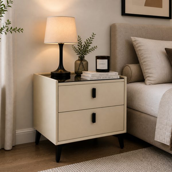 The Attic Luna Bedside Table, bedroomtable, night stand table, upholstered premium table