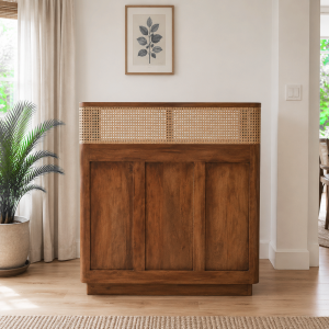The Attic Mehfil Bar Cabinet, Hard and Soft Drinks Bar Storage Cabinet, Wine Wisky Scotch, Bar for Home,Teak  Finish