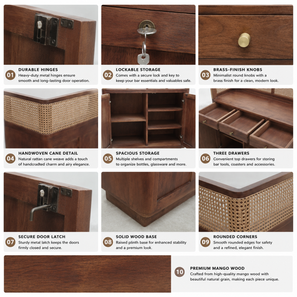 KL-2385T (5) The Attic Mehfil Bar Cabinet, Hard and Soft Drinks Bar Storage Cabinet, Wine Wisky Scotch, Bar for Home,Teak Finish