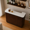 The Attic Jalsa Bar Cabinet, Hard and Soft Drinks Bar Storage Cabinet, Wine Wisky Scotch, Round Bar for Home, Walnut Finish