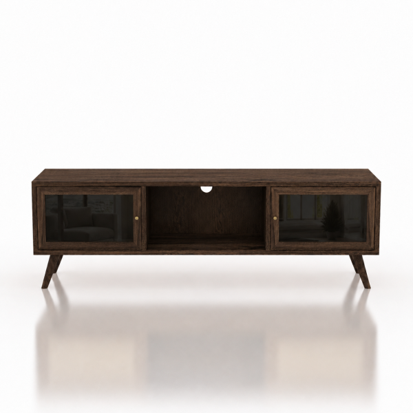 ChatGPT Image Jul 2, 2026, 11_13_28 AM The Attic Janah TV Cabinet, Solid Wood Sideboard TV Cabinet for Living Room, Wooden Free Standing TV Unit Side Board Table with Storage, Walnut Matte Finish Glass