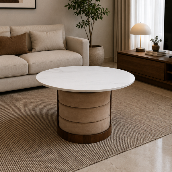 ChatGPT Image Jun 13, 2026, 02_57_32 PM The Attic Baithak Coffee Table, Coffee Table for Living Room, Marble Top, with 3 Integrated Seats, Honey & Beige