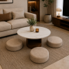 ChatGPT Image Jun 13, 2026, 02_57_37 PM The Attic Baithak Coffee Table, Coffee Table for Living Room, Marble Top, with 3 Integrated Seats, Honey & Beige