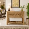 The Attic Jodhpur Console Table, Console Table for Living Room Foyer, Solid Wood Classy Console table, Light Teak Finish