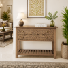 The Attic Jodhpur Console Table, Console Table for Living Room Foyer, Solid Wood Classy Console table, Light Teak Finish