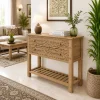 The Attic Jodhpur Console Table, Console Table for Living Room Foyer, Solid Wood Classy Console table, Light Teak Finish
