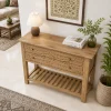 The Attic Jodhpur Console Table, Console Table for Living Room Foyer, Solid Wood Classy Console table, Light Teak Finish