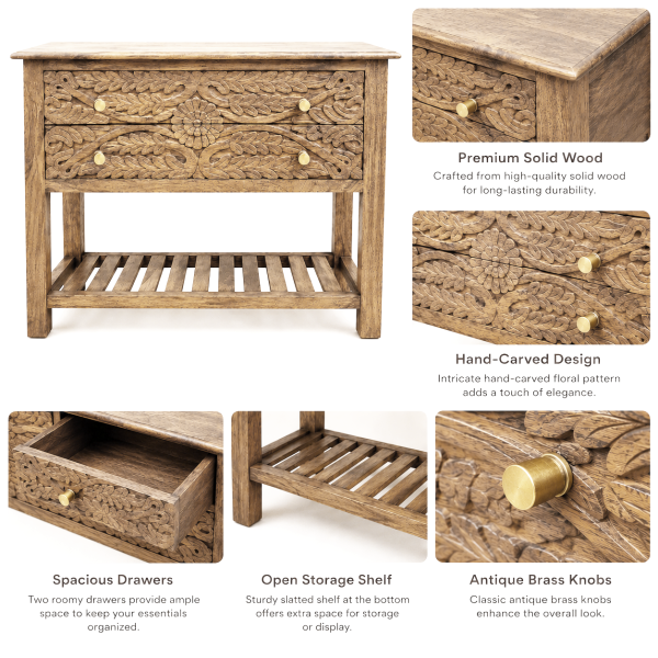 The Attic Jodhpur Console Table, Console Table for Living Room Foyer, Solid Wood Classy Console table, Light Teak Finish