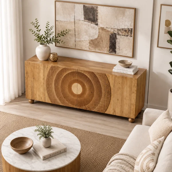 KL-2336S (3) The Attic Brampton Sideboard, Multipurpose Cabinet for Kitchen and Living Room Storage, Classy Sideboard, Wooden Cabinet, Light Teak Matte Finish