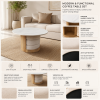 KL-2376 (3) The Attic Baithak Coffee Table, Coffee Table for Living Room, Marble Top, with 3 integrated seats, Natural color
