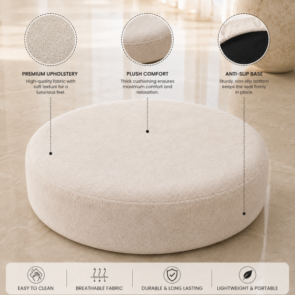 KL-2376 (4) The Attic Baithak Coffee Table, Coffee Table for Living Room, Marble Top, with 3 integrated seats, Natural color