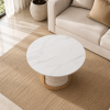 KL-2376 (7) The Attic Baithak Coffee Table, Coffee Table for Living Room, Marble Top, with 3 integrated seats, Natural color