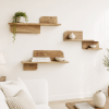 KL-2381Nat (1) The Attic Solid Wood Floating Wall Shelf Set of 3 for Living Room, Bedroom & Office | Wooden Wall Mounted Display Shelves for Plants, Books & Decor | Handcrafted Mango Wood, Natural Finish