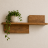 KL-2381S (5) The Attic Solid Wood Floating Wall Shelf Set of 3 for Living Room, Bedroom & Office | Wooden Wall Mounted Display Shelves for Plants, Books & Decor | Handcrafted Mango Wood, Light Teak Finish
