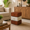 KL-2382 (2) The Attic Solid Wood Acko Nightstand with 3 Drawers | Wooden Bedside Table for Bedroom Storage | Handcrafted Mango Wood