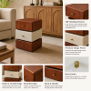 KL-2382 (6) The Attic Solid Wood Acko Nightstand with 3 Drawers | Wooden Bedside Table for Bedroom Storage | Handcrafted Mango Wood