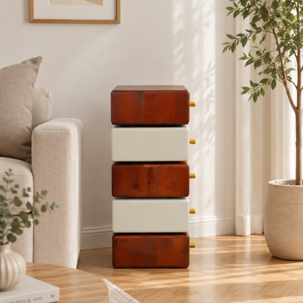 KL-2383 (6) The Attic Solid Wood Acko Drawer Chest | Wooden Chest of Drawers | Bedroom Livingroom Storage | Handcrafted Mango Wood