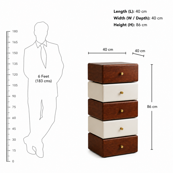 KL-2383 (8) The Attic Solid Wood Acko Drawer Chest | Wooden Chest of Drawers | Bedroom Livingroom Storage | Handcrafted Mango Wood