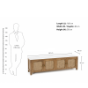 KL-2388SC (9) The Attic Crestwood Solid Wood TV Cabinet with Cane Doors, Sideboard Storage & Display Cabinet for Living Room & Dining Room, Handcrafted Wood, Light Teak Finish