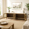 KL-2388SG (6) The Attic Crestwood Solid Wood TV Cabinet with Glass Doors, Sideboard Storage & Display Cabinet for Living Room & Dining Room, Handcrafted Wood, Light Teak Finish