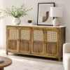 KL-2389SC (1) The Attic Crestwood Solid Wood Sideboard Cabinet with Cane Doors | Storage & Display Cabinet for Living Room & Dining Room | Handcrafted Mango Wood, Light Teak Finish
