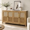KL-2389SC (2) The Attic Crestwood Solid Wood Sideboard Cabinet with Cane Doors | Storage & Display Cabinet for Living Room & Dining Room | Handcrafted Mango Wood, Light Teak Finish