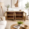 KL-2389SC (4) The Attic Crestwood Solid Wood Sideboard Cabinet with Cane Doors | Storage & Display Cabinet for Living Room & Dining Room | Handcrafted Mango Wood, Light Teak Finish