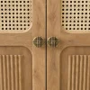 KL-2389SC (5) The Attic Crestwood Solid Wood Sideboard Cabinet with Cane Doors | Storage & Display Cabinet for Living Room & Dining Room | Handcrafted Mango Wood, Light Teak Finish