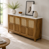 KL-2389SC (7) The Attic Crestwood Solid Wood Sideboard Cabinet with Cane Doors | Storage & Display Cabinet for Living Room & Dining Room | Handcrafted Mango Wood, Light Teak Finish