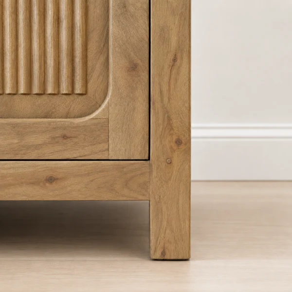 KL-2389SC (7) The Attic Crestwood Solid Wood Sideboard Cabinet with Cane Doors | Storage & Display Cabinet for Living Room & Dining Room | Handcrafted Mango Wood, Light Teak Finish