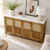 KL-2389SC (8) The Attic Crestwood Solid Wood Sideboard Cabinet with Cane Doors | Storage & Display Cabinet for Living Room & Dining Room | Handcrafted Mango Wood, Light Teak Finish
