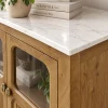 KL-2389SG (5) The Attic Crestwood Solid Wood Sideboard Cabinet with Glass Doors | Storage & Display Cabinet for Living Room & Dining Room | Handcrafted Mango Wood, Light Teak Finish