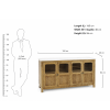 KL-2389SG (7) The Attic Crestwood Solid Wood Sideboard Cabinet with Glass Doors | Storage & Display Cabinet for Living Room & Dining Room | Handcrafted Mango Wood, Light Teak Finish
