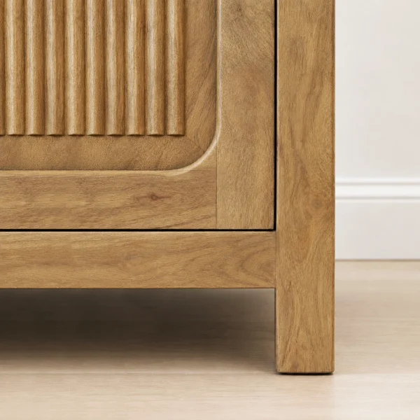 KL-2389SG (7) The Attic Crestwood Solid Wood Sideboard Cabinet with Glass Doors | Storage & Display Cabinet for Living Room & Dining Room | Handcrafted Mango Wood, Light Teak Finish