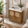 KL-2390SC (5) The Attic Crestwood Solid Wood Two Door Sideboard Cabinet with Cane Doors | Storage & Display Cabinet for Living Room & Dining Room | Handcrafted Mango Wood, Light Teak Finish