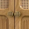 The Attic Crestwood Solid Wood Two Door Sideboard Cabinet with Cane Doors | Storage & Display Cabinet for Living Room & Dining Room | Handcrafted Mango Wood, Light Teak Finish