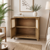 KL-2390SC (6) The Attic Crestwood Solid Wood Two Door Sideboard Cabinet with Cane Doors | Storage & Display Cabinet for Living Room & Dining Room | Handcrafted Mango Wood, Light Teak Finish