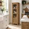 The Attic Crestwood 1 door Kitchen Cabinet, Multipurpose Cabinet For Bedroom Living room study bar, Solid Wood Bookshelf Kitchen Cabinet, Light Teak Matte Finish Glass