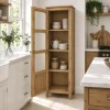 The Attic Crestwood 1 door Kitchen Cabinet, Multipurpose Cabinet For Bedroom Living room study bar, Solid Wood Bookshelf Kitchen Cabinet, Light Teak Matte Finish Glass