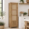The Attic Crestwood 1 door Kitchen Cabinet, Multipurpose Cabinet For Bedroom Living room study bar, Solid Wood Bookshelf Kitchen Cabinet, Light Teak Matte Finish Cane