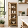 The Attic Crestwood 1 door Kitchen Cabinet, Multipurpose Cabinet For Bedroom Living room study bar, Solid Wood Bookshelf Kitchen Cabinet, Light Teak Matte Finish Cane