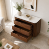 KL-3015T (3) The Attic Carlston 3 Drawer Chest, Multipurpose Cabinet for Kitchen and Living Room Storage, Classy Chest of drawers, Solid Mango Wood, Provential Teak Matte Finish