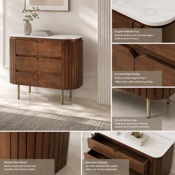 KL-3015T (5) The Attic Carlston 3 Drawer Chest, Multipurpose Cabinet for Kitchen and Living Room Storage, Classy Chest of drawers, Solid Mango Wood, Provential Teak Matte Finish