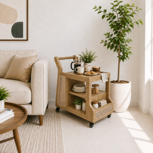 3 (11) The Attic Riviera Bar Trolley, Trolley Table for Living Room, Solid Wood Trolley, Modern Trolley