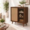 KL-2366T (3) The Attic Ines Cabinet, Coffee Table for Living Room, Solid Wood Centre Table with Cane with sliding doors, Provincial Teak