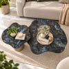 KL-2377B (3) The Attic Cloudy Coffee Table Set, Modern coffee table for living room, marble coffee table, Hammered Gold Metal